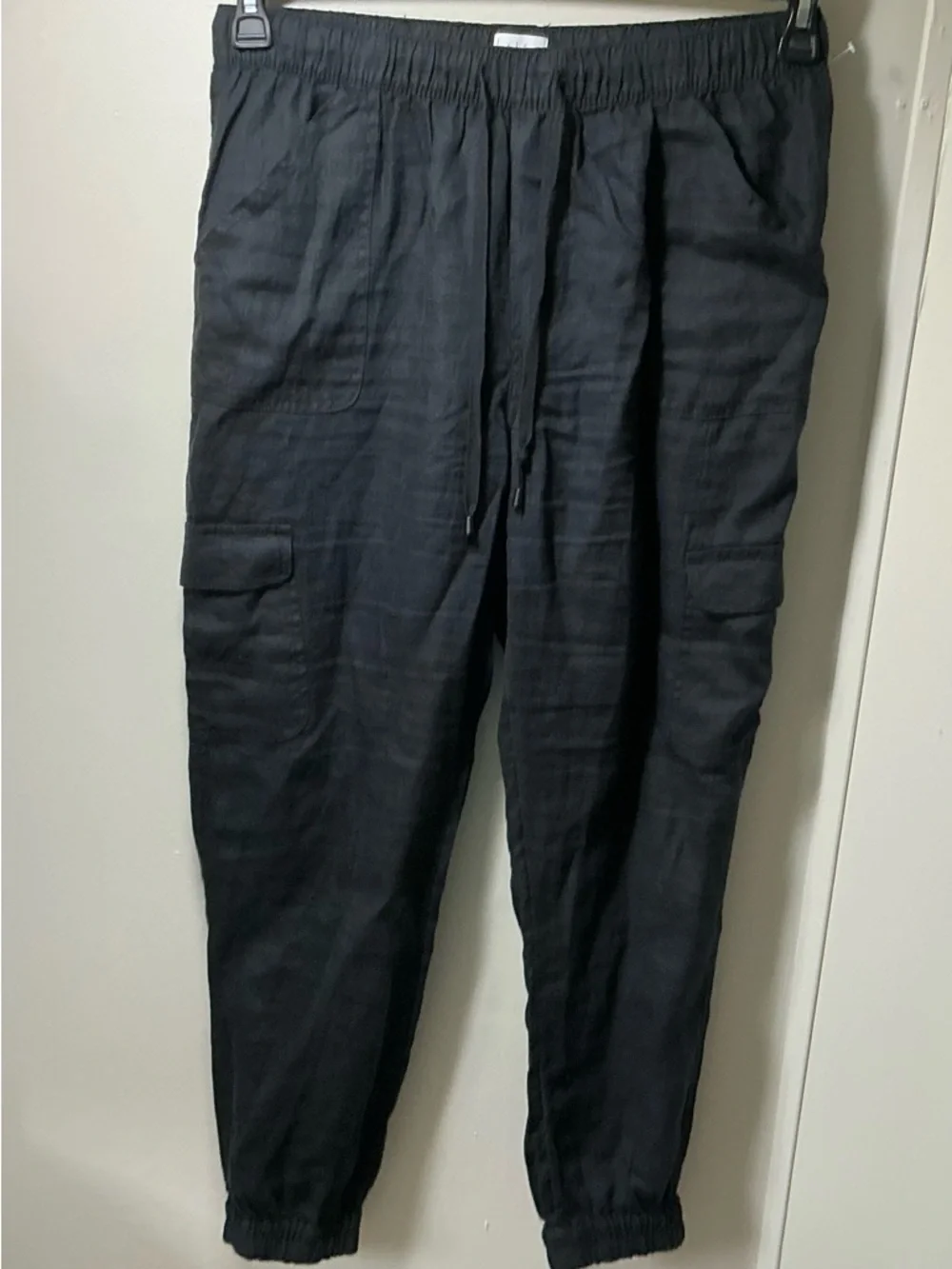 Nicole Miller linen Black ankle balloon Cargo beach Pants - Picture 3 of 12
